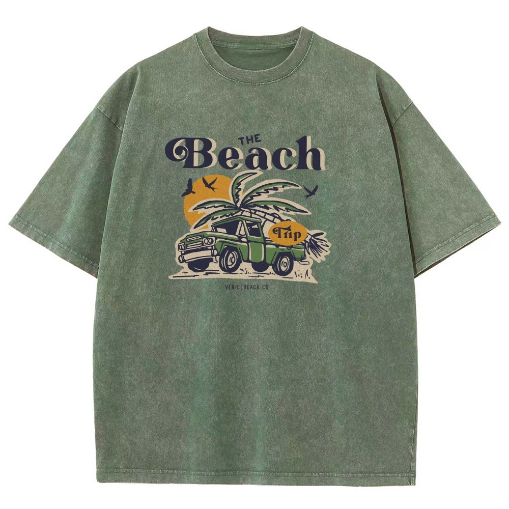 Washed T-Shirt | Journey Trip Unisex Fit The Beach Trip | TIDESENCE