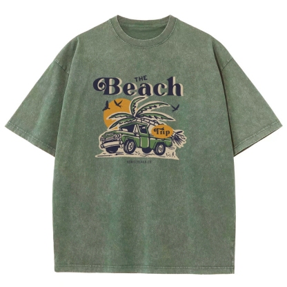 Washed T-Shirt | Journey Trip Unisex Fit The Beach Trip | TIDESENCE