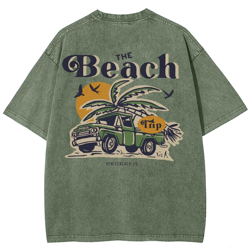 Washed T-Shirt | Journey Trip Unisex Fit The Beach Trip | TIDESENCE