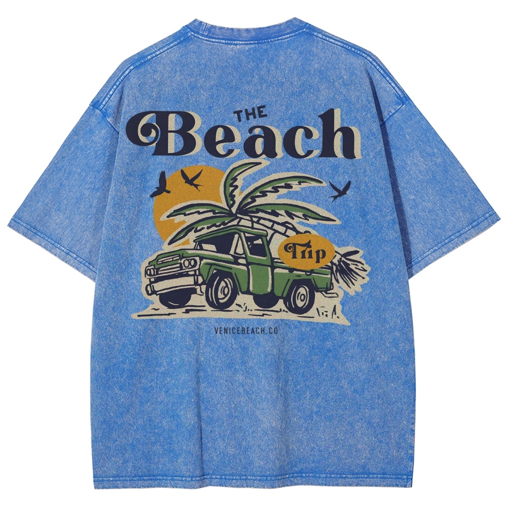 Washed T-Shirt | Journey Trip Unisex Fit The Beach Trip | TIDESENCE