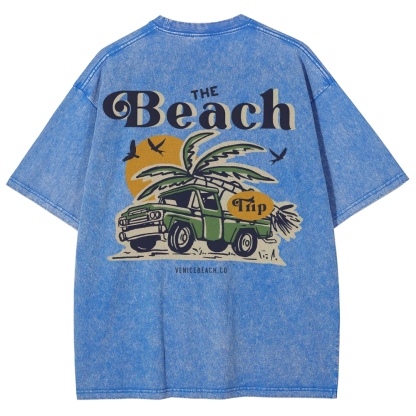 Washed T-Shirt | Journey Trip Unisex Fit The Beach Trip | TIDESENCE