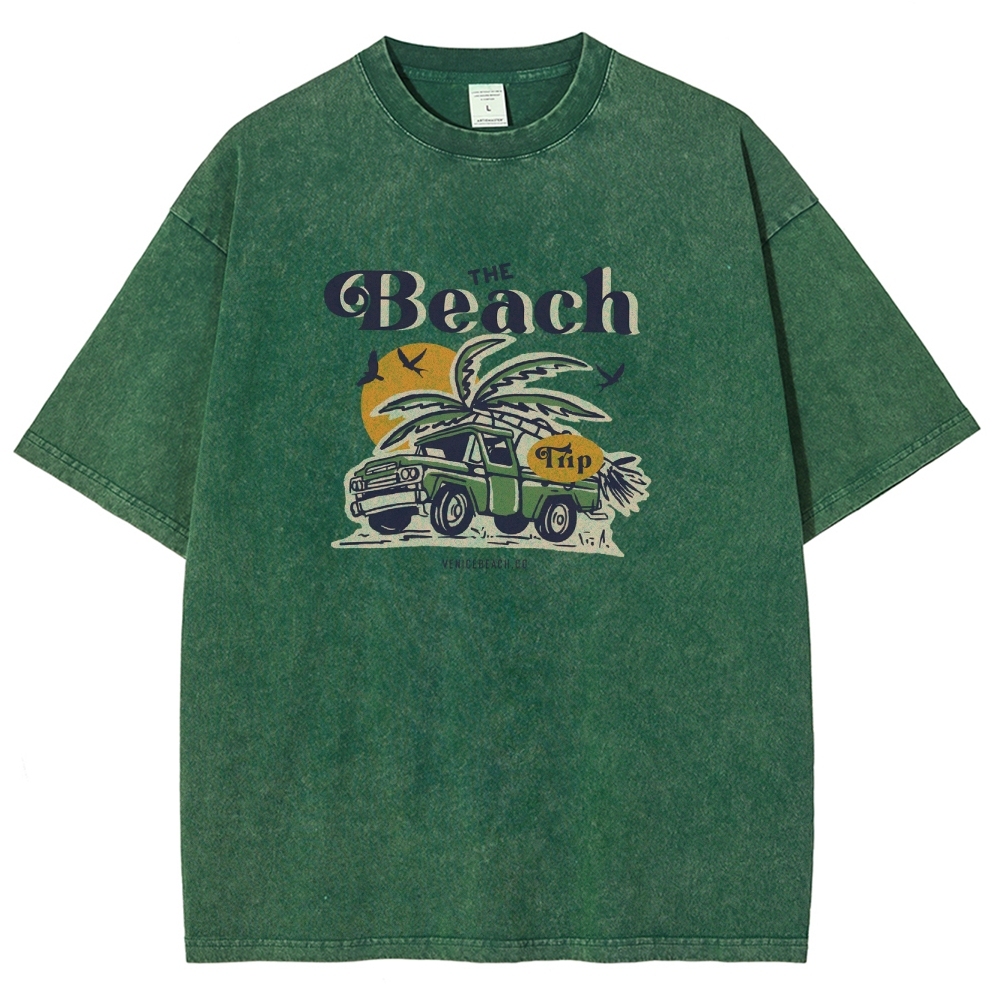 Washed T-Shirt | Journey Trip Unisex Fit The Beach Trip | TIDESENCE