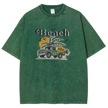 Washed T-Shirt | Journey Trip Unisex Fit The Beach Trip | TIDESENCE