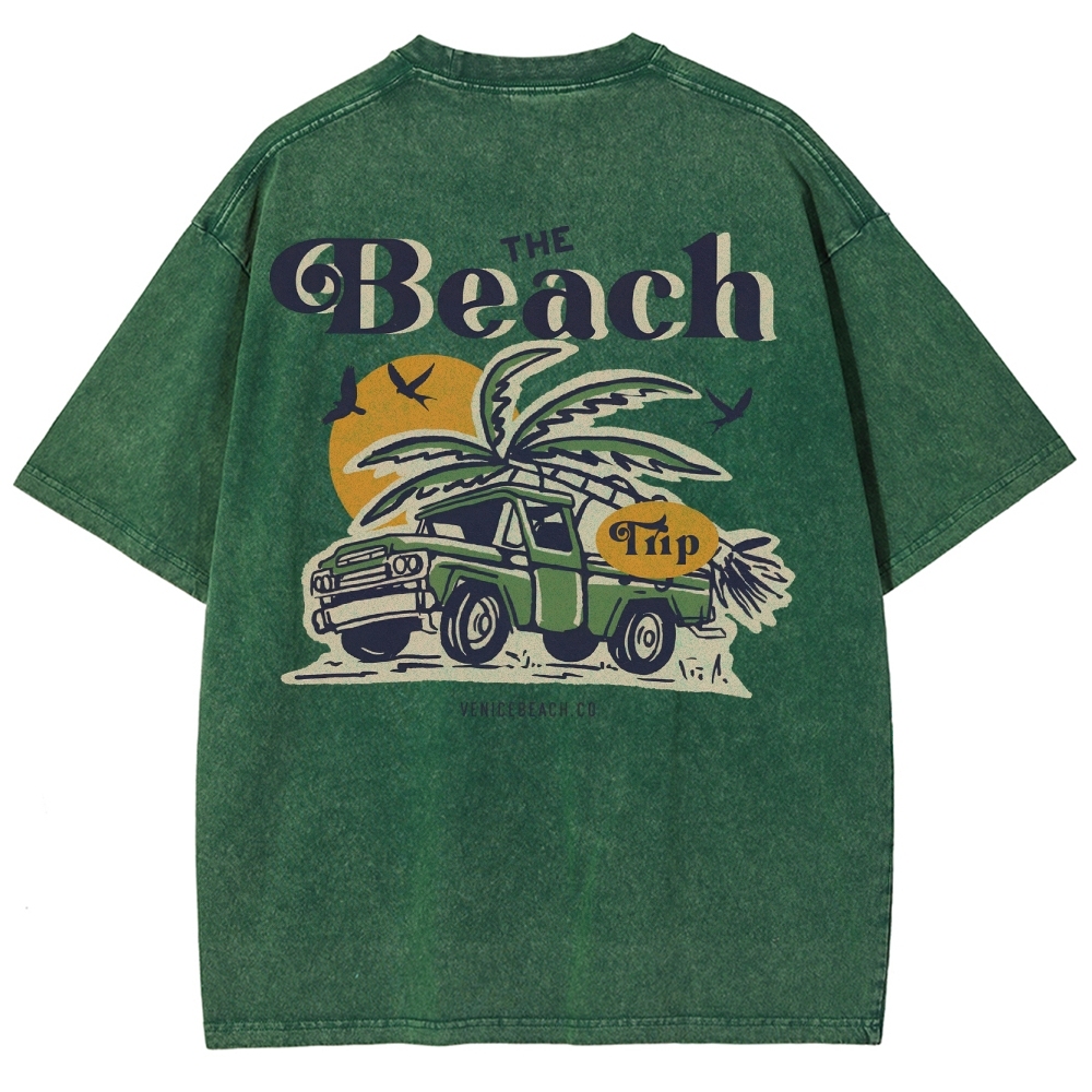 Washed T-Shirt | Journey Trip Unisex Fit The Beach Trip | TIDESENCE