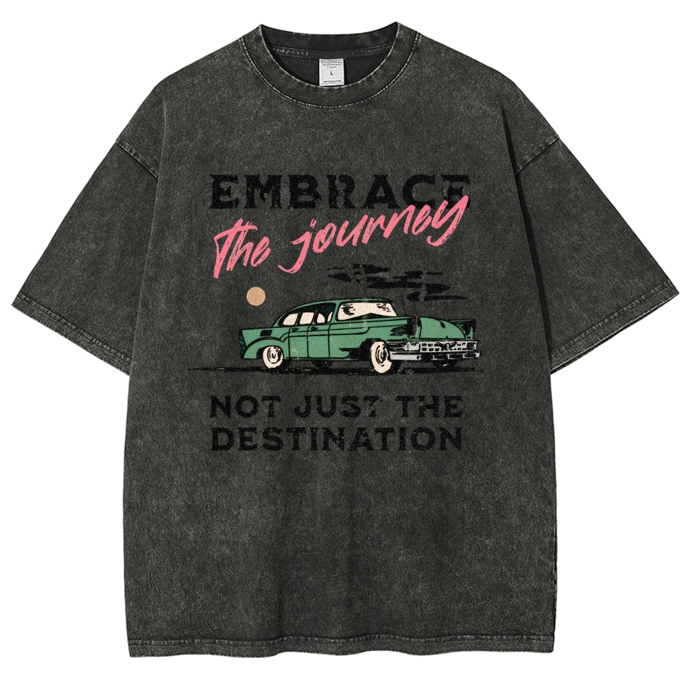 Washed T-Shirt | Unisex Fit Embrace The Journey | TIDESENCE
