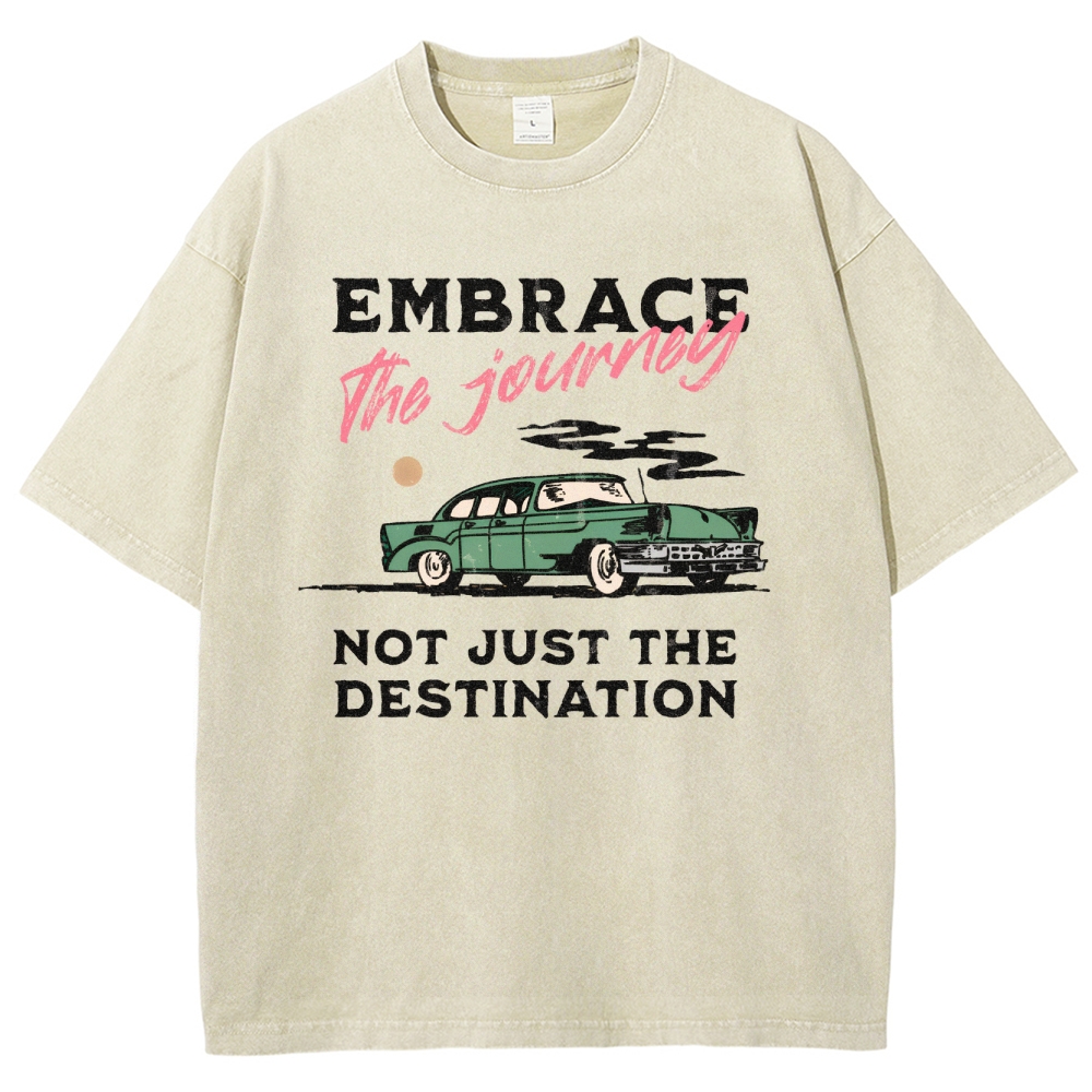 Washed T-Shirt | Unisex Fit Embrace The Journey | TIDESENCE
