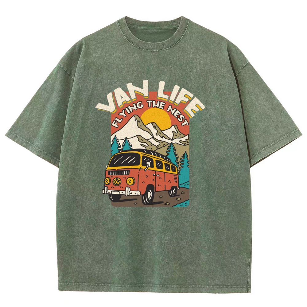 Washed T-Shirt | Adventure Journey Unisex Fit Van Life | TIDESENCE