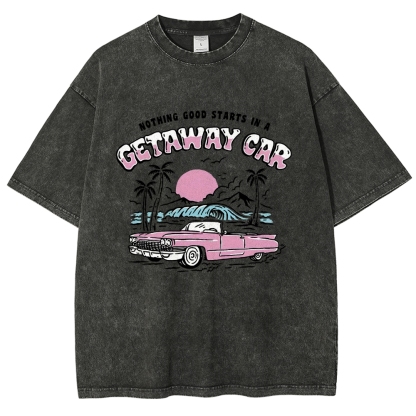 Washed T-Shirt | Adventure Journey Unisex Fit Getaway Car | TIDESENCE