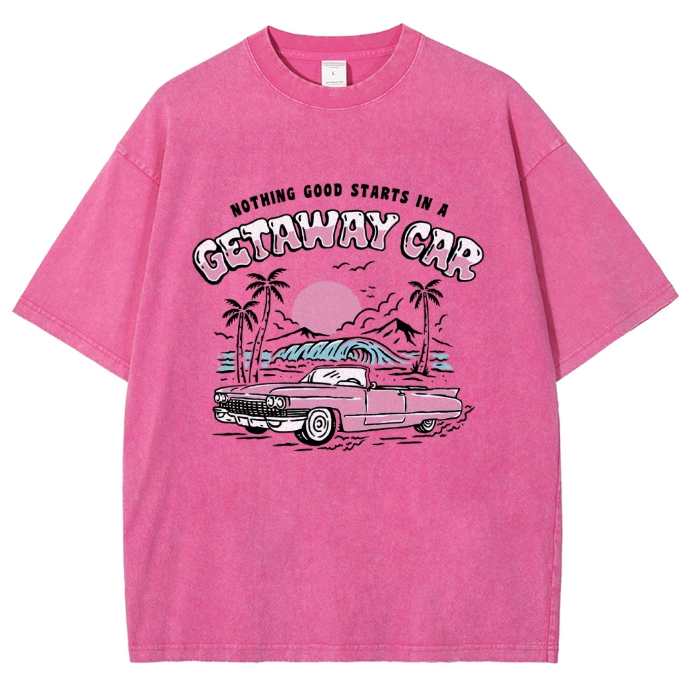 Washed T-Shirt | Adventure Journey Unisex Fit Getaway Car | TIDESENCE