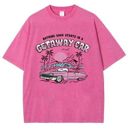 Washed T-Shirt | Adventure Journey Unisex Fit Getaway Car | TIDESENCE