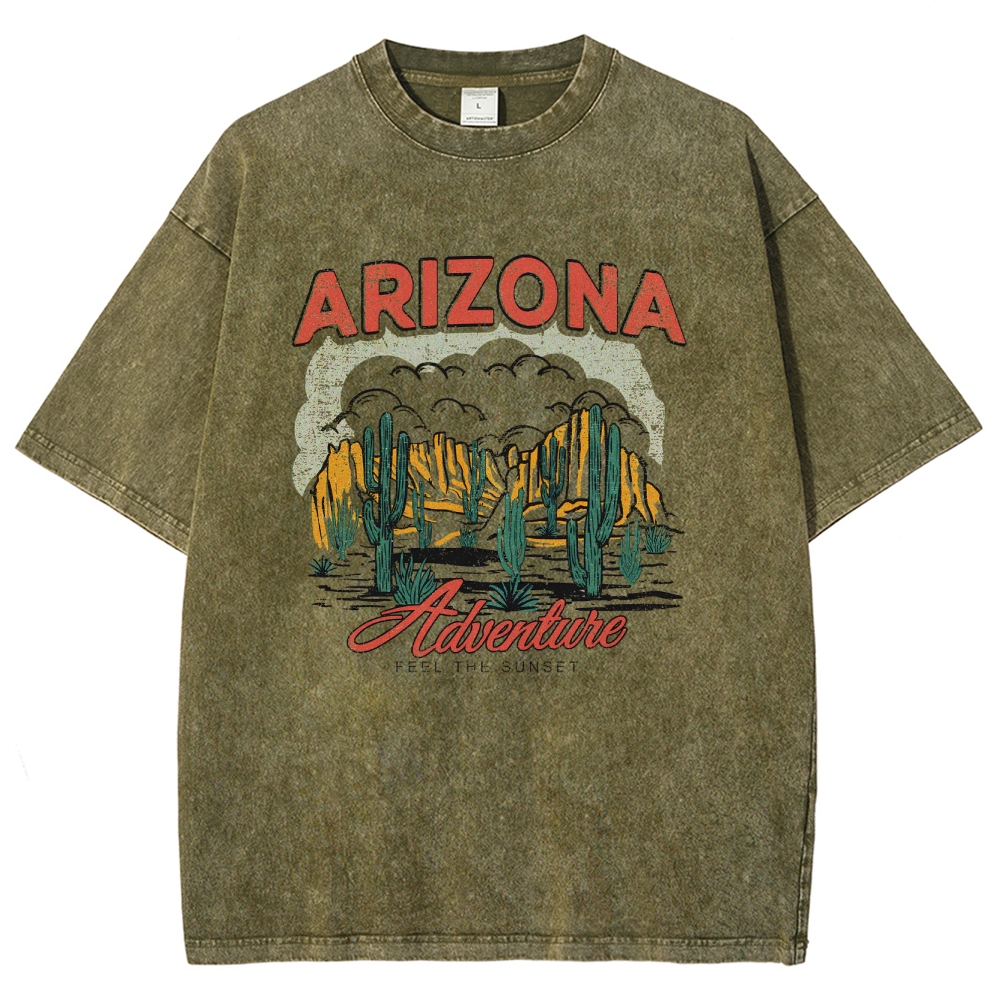Washed T-Shirt | Arizona Desert Adventure Unisex Fit | TIDESENCE