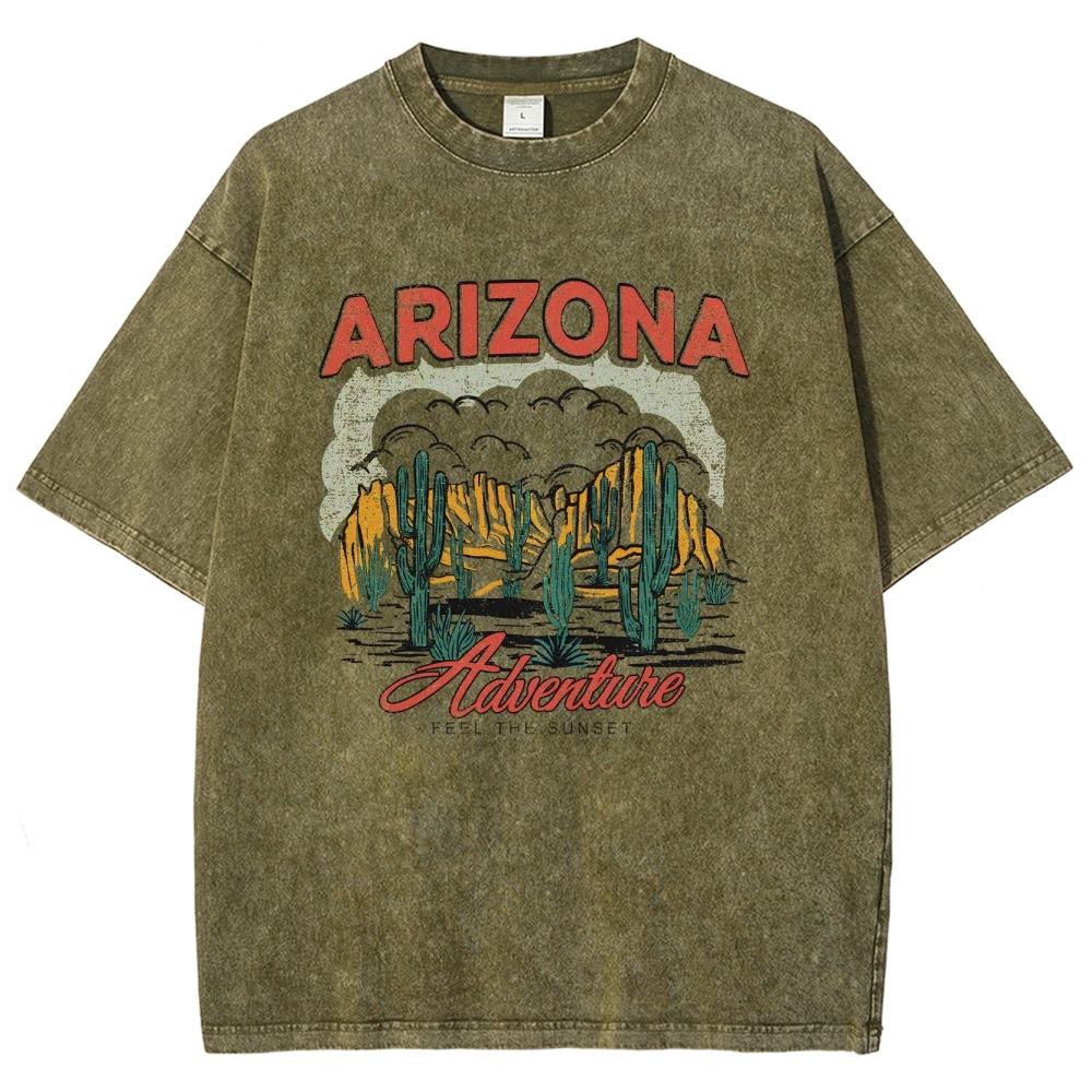 Washed T-Shirt | Arizona Desert Adventure Unisex Fit | TIDESENCE