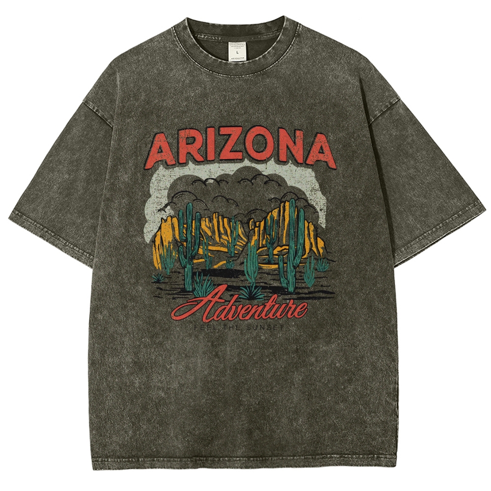 Washed T-Shirt | Arizona Desert Adventure Unisex Fit | TIDESENCE