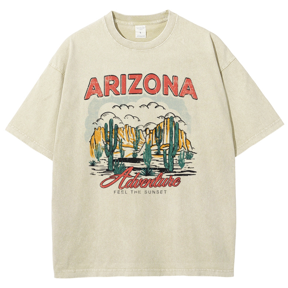 Washed T-Shirt | Arizona Desert Adventure Unisex Fit | TIDESENCE