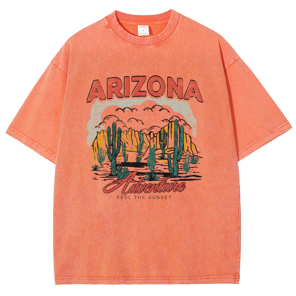 Washed T-Shirt | Arizona Desert Adventure Unisex Fit | TIDESENCE