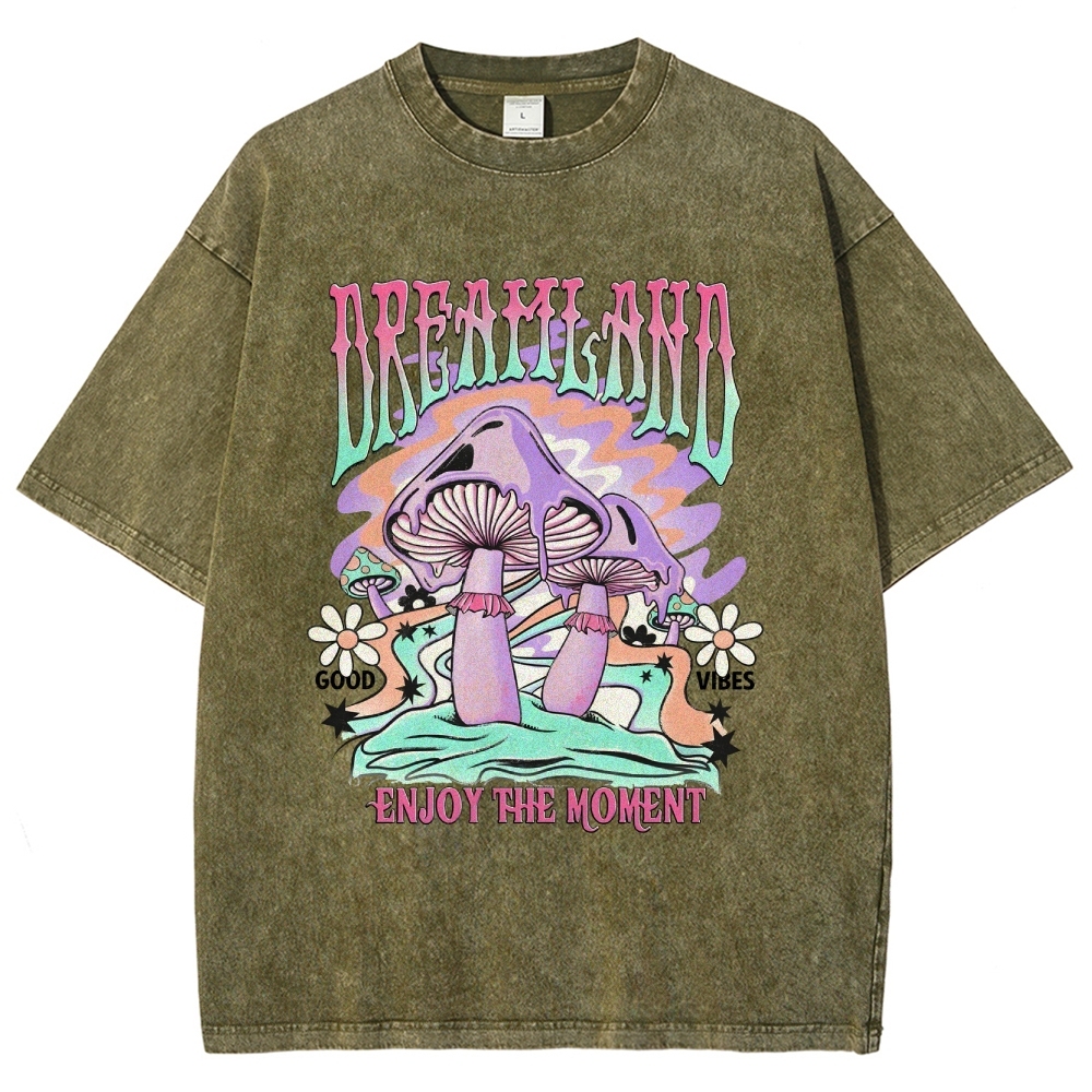 Washed T-Shirt | Forest Dreamland Unisex Enjoy The Moment | TIDESENCE