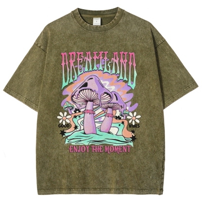 Washed T-Shirt | Forest Dreamland Unisex Enjoy The Moment | TIDESENCE