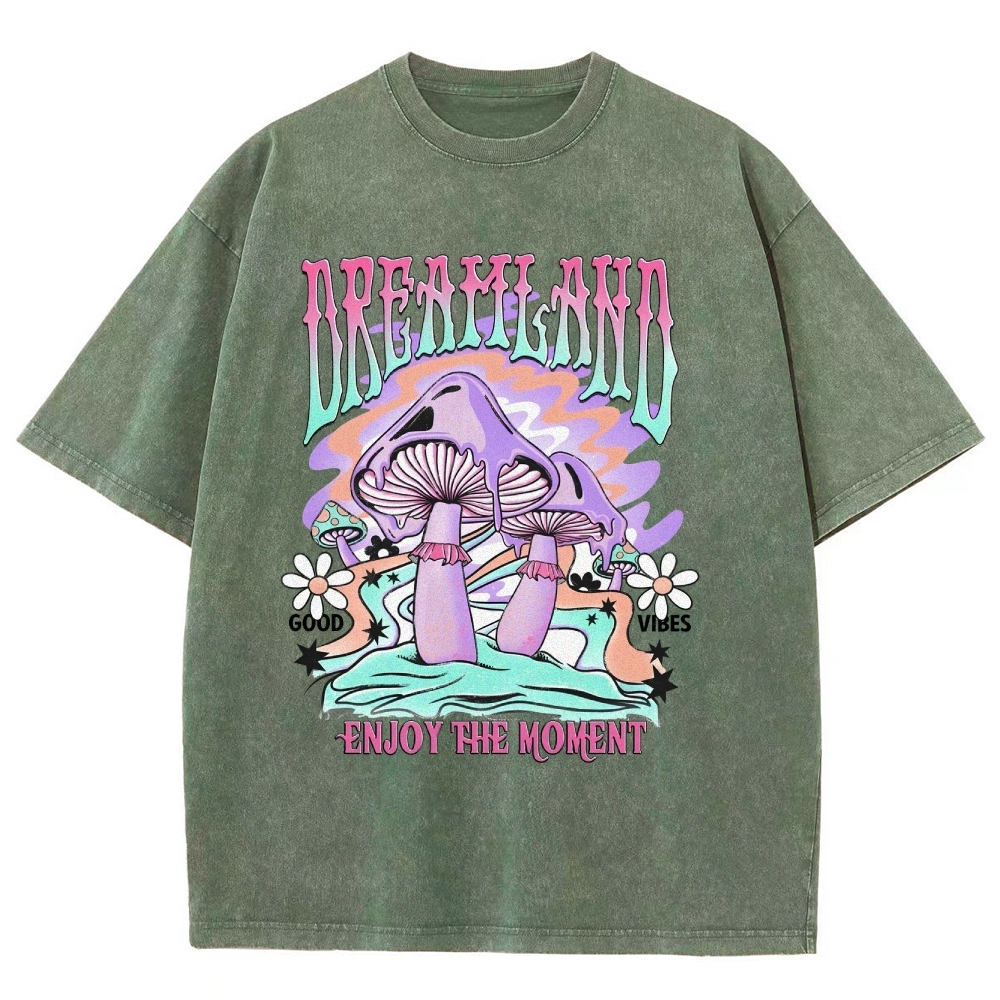 Washed T-Shirt | Forest Dreamland Unisex Enjoy The Moment | TIDESENCE