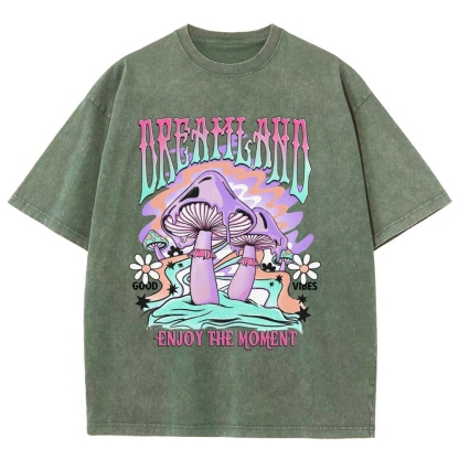 Washed T-Shirt | Forest Dreamland Unisex Enjoy The Moment | TIDESENCE
