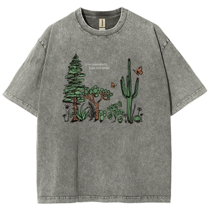 Washed T-Shirt | Unisex Fit Live Seasonally Like The Trees | TIDESENCE