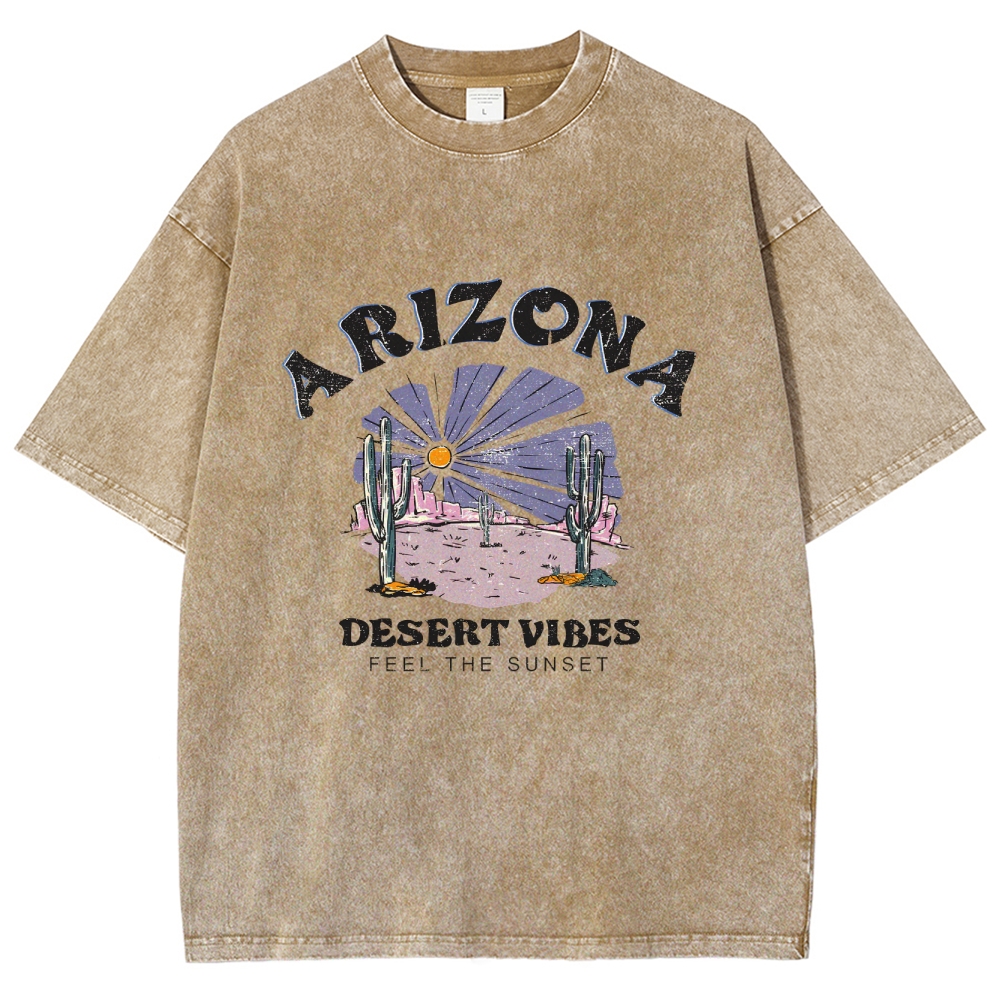 Washed T-Shirt | Arizona Unisex Fit Desert Vibes | TIDESENCE