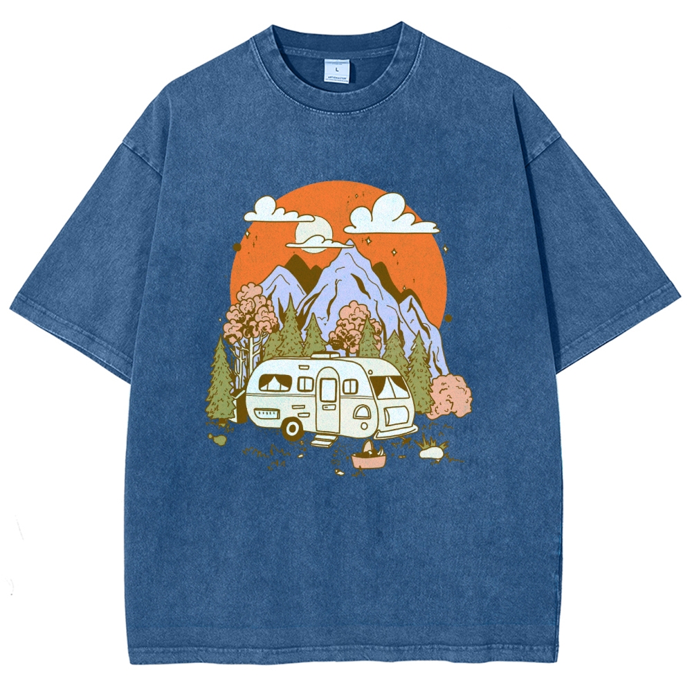 Washed T-Shirt | Landscape RV Journey Unisex Fit | TIDESENCE