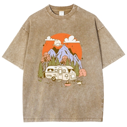 Washed T-Shirt | Landscape RV Journey Unisex Fit | TIDESENCE