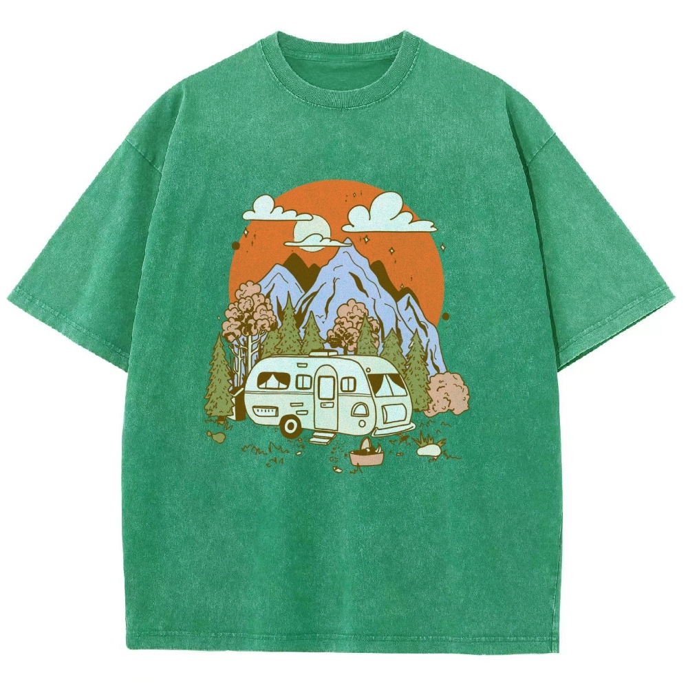 Washed T-Shirt | Landscape RV Journey Unisex Fit | TIDESENCE