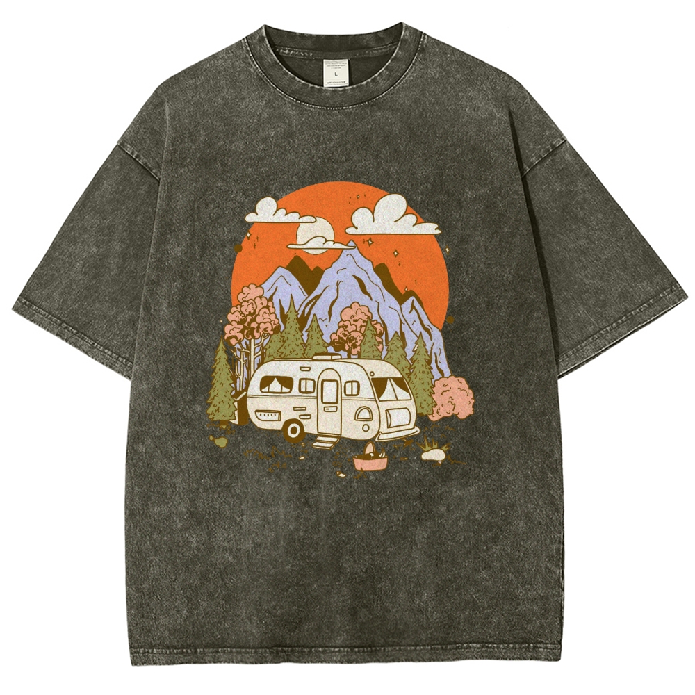 Washed T-Shirt | Landscape RV Journey Unisex Fit | TIDESENCE