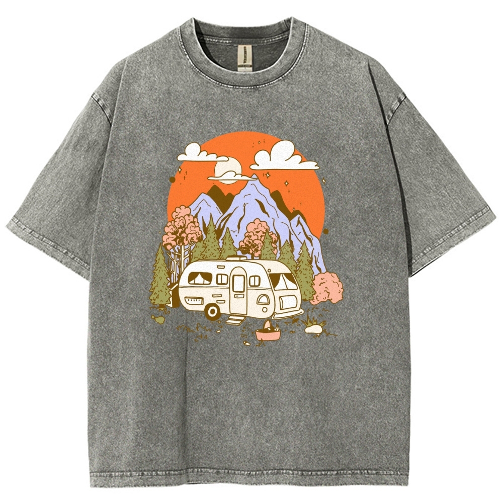 Washed T-Shirt | Landscape RV Journey Unisex Fit | TIDESENCE