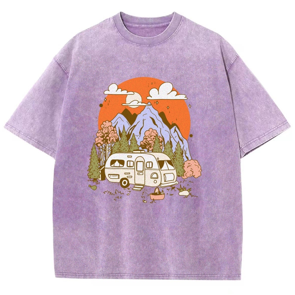 Washed T-Shirt | Landscape RV Journey Unisex Fit | TIDESENCE