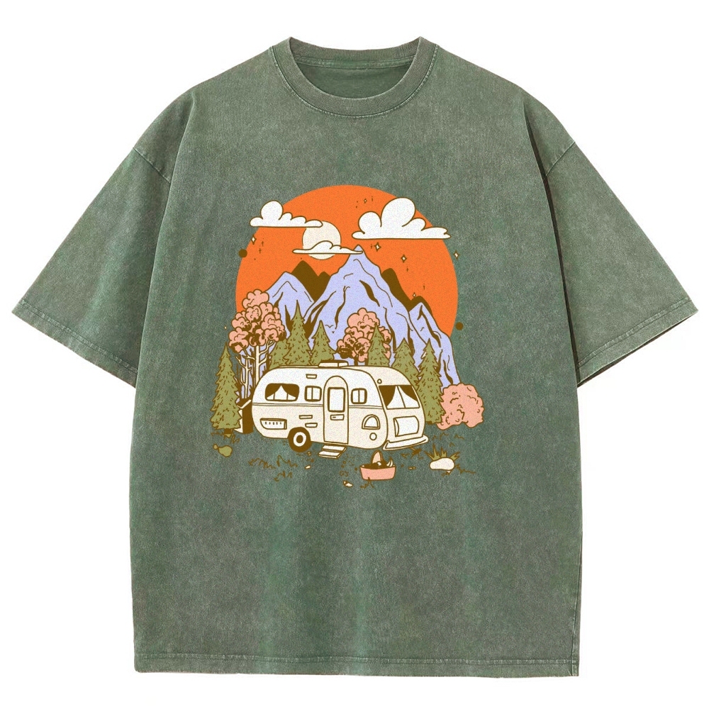 Washed T-Shirt | Landscape RV Journey Unisex Fit | TIDESENCE