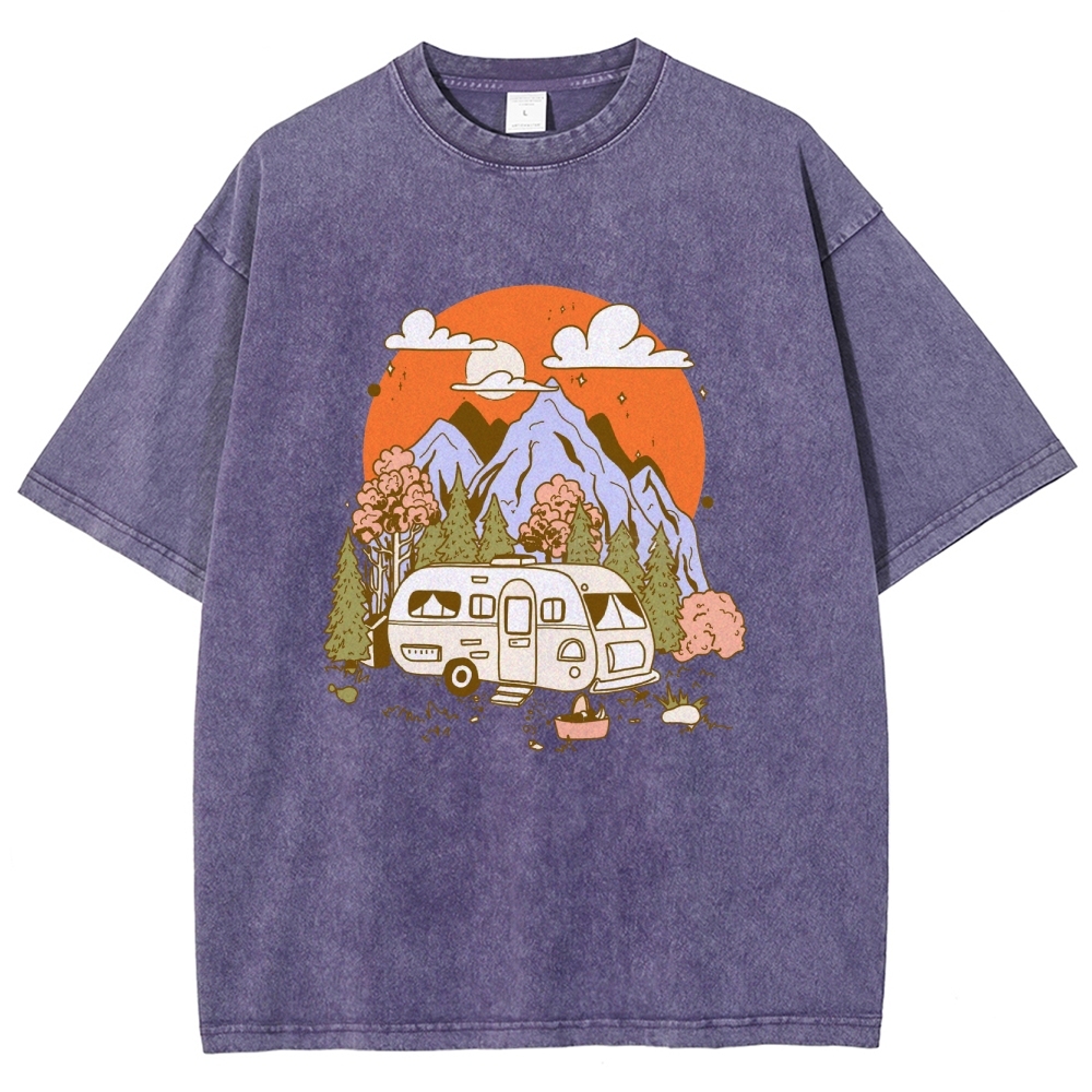 Washed T-Shirt | Landscape RV Journey Unisex Fit | TIDESENCE