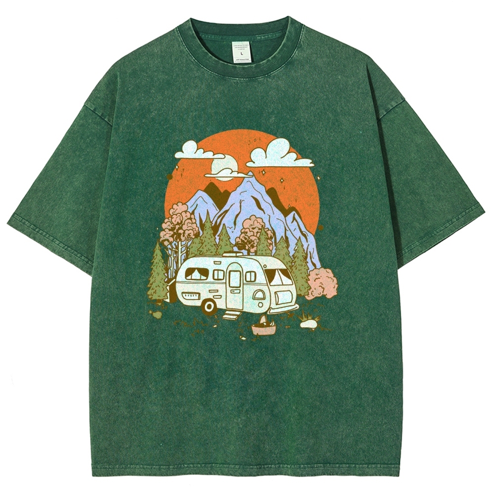 Washed T-Shirt | Landscape RV Journey Unisex Fit | TIDESENCE
