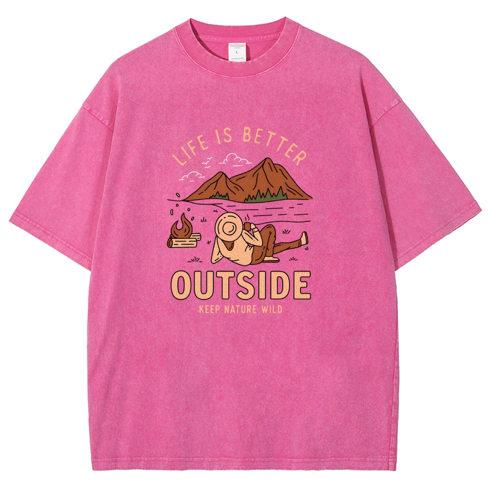 Washed T-Shirt | Wild Camping Unisex Fit Adventure Outside | TIDESENCE