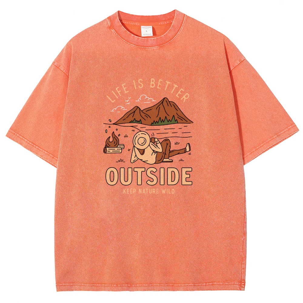 Washed T-Shirt | Wild Camping Unisex Fit Adventure Outside | TIDESENCE
