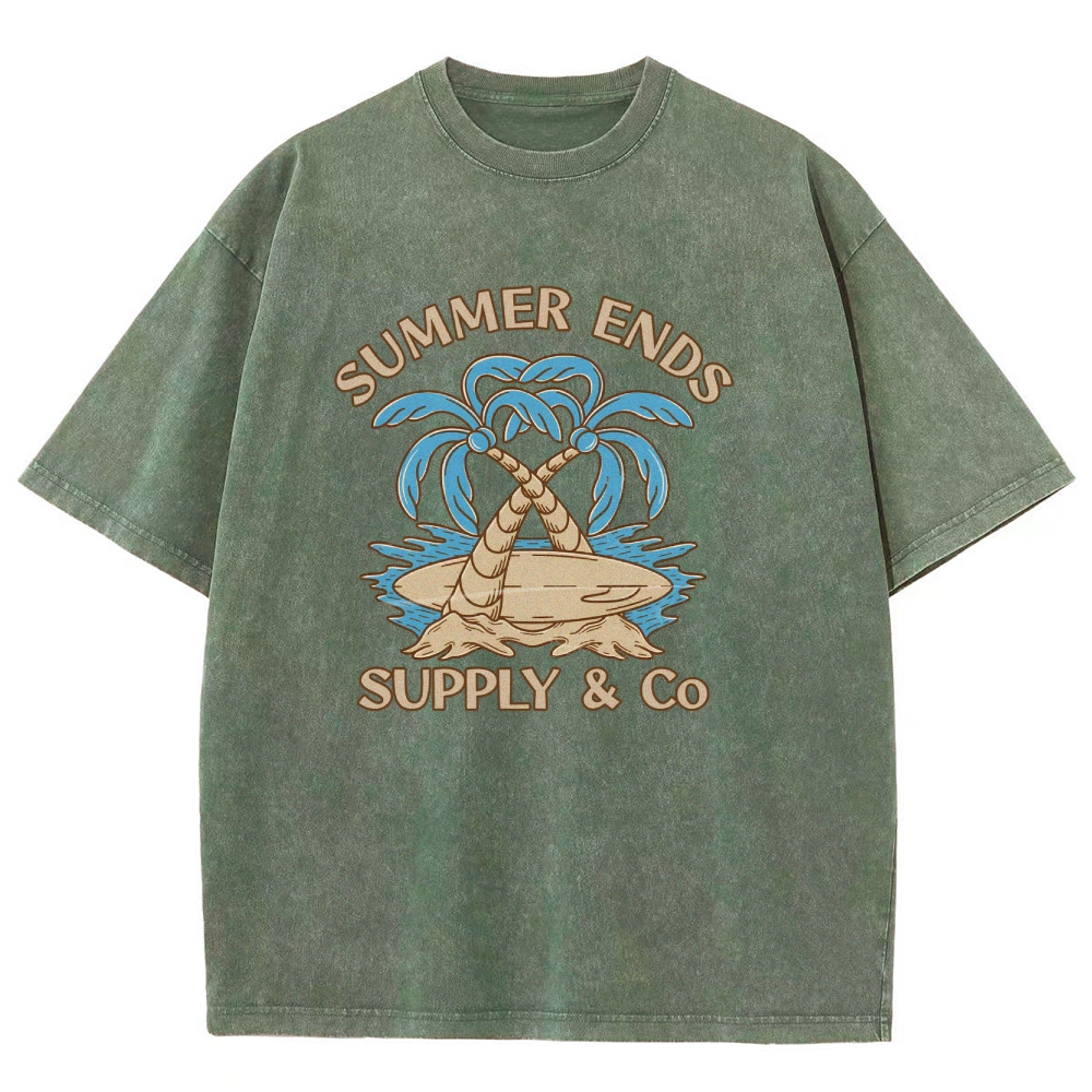 Washed T-Shirt | Summer Holiday Unisex Fit Supply & Go | TIDESENCE