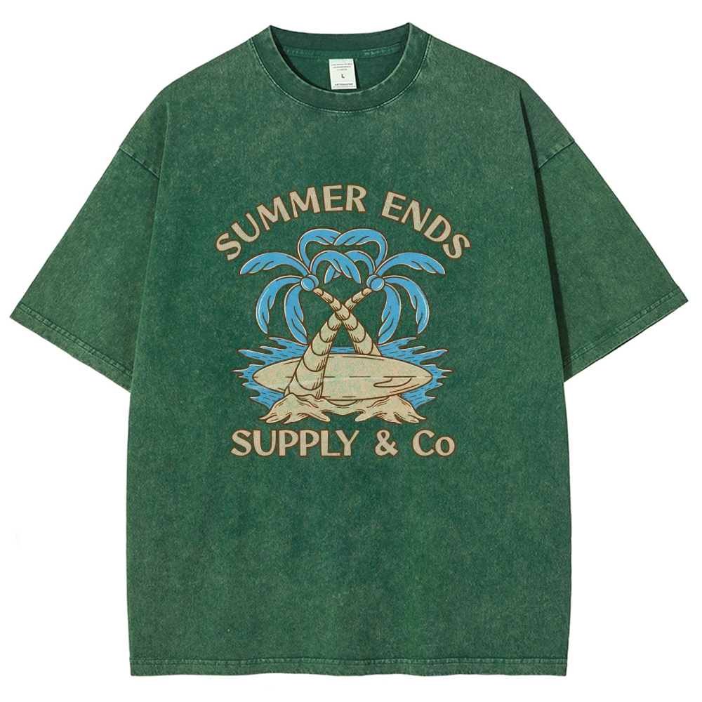 Washed T-Shirt | Summer Holiday Unisex Fit Supply & Go | TIDESENCE