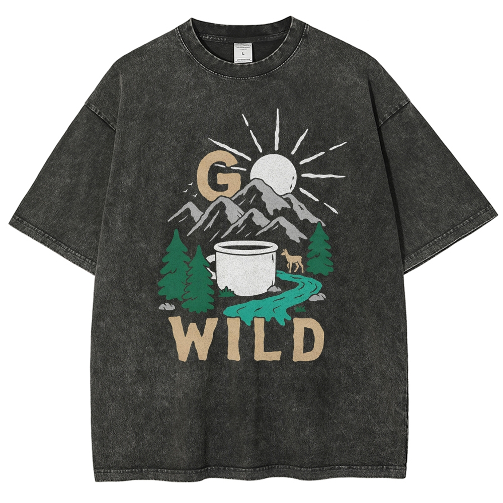 Washed T-Shirt | Wild Forest Adventure Unisex Fit | TIDESENCE