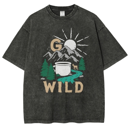 Washed T-Shirt | Wild Forest Adventure Unisex Fit | TIDESENCE