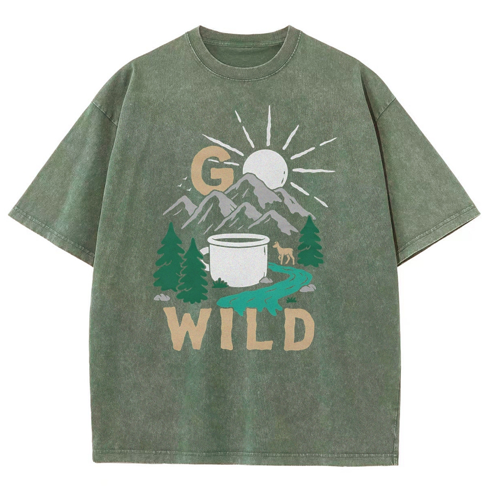 Washed T-Shirt | Wild Forest Adventure Unisex Fit | TIDESENCE