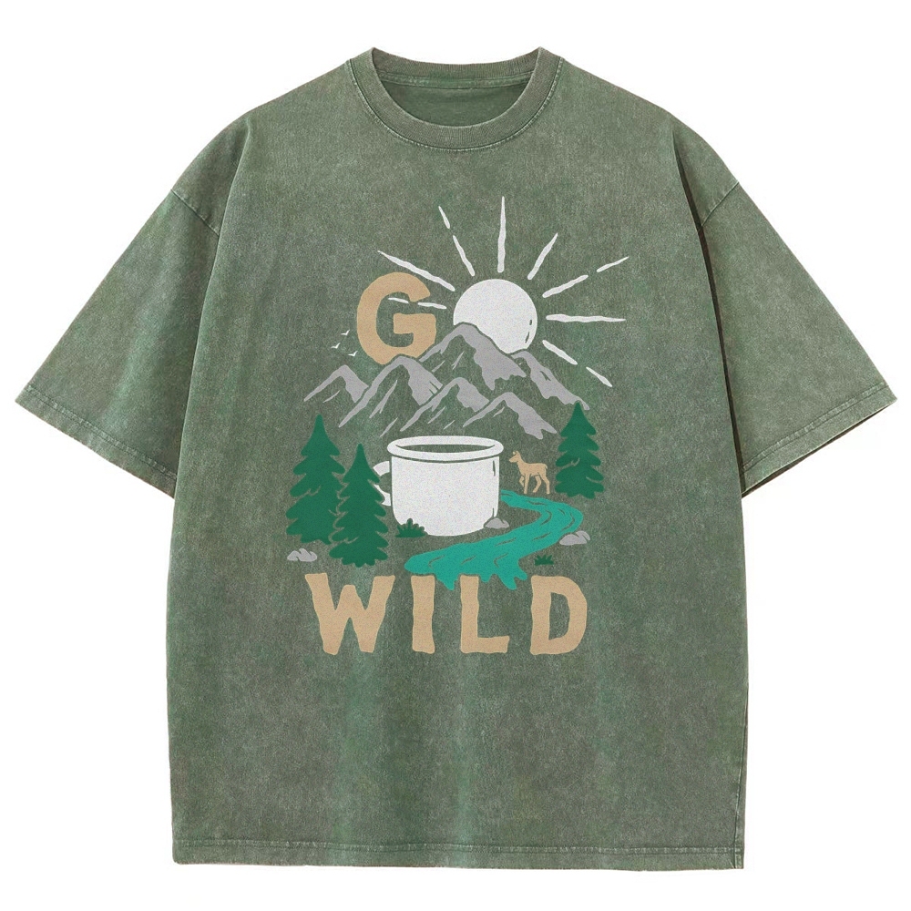 Washed T-Shirt | Wild Forest Adventure Unisex Fit | TIDESENCE