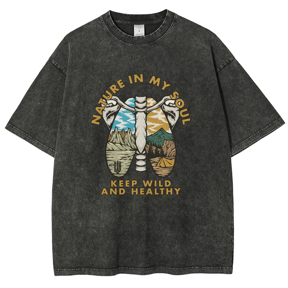 Washed T-Shirt | Landscape Unisex Fit Nature In My Soul | TIDESENCE