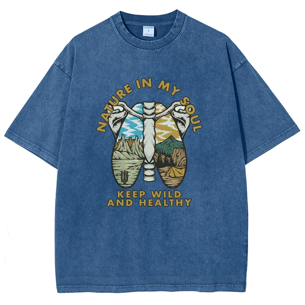 Washed T-Shirt | Landscape Unisex Fit Nature In My Soul | TIDESENCE