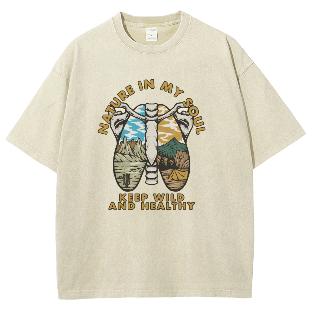 Washed T-Shirt | Landscape Unisex Fit Nature In My Soul | TIDESENCE