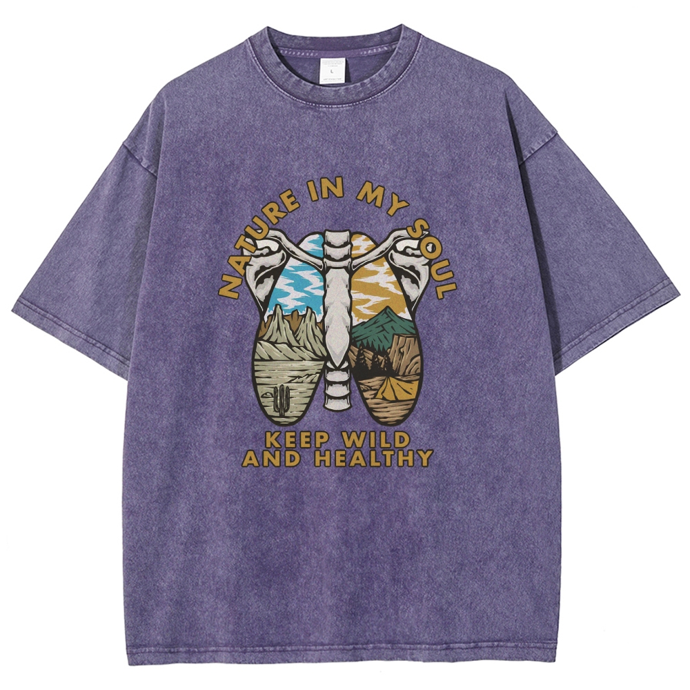 Washed T-Shirt | Landscape Unisex Fit Nature In My Soul | TIDESENCE