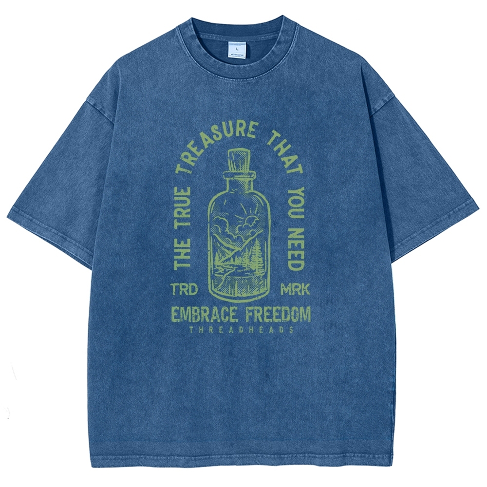 Washed T-Shirt | Embrace Freedom Unisex Fit True Treasure | TIDESENCE