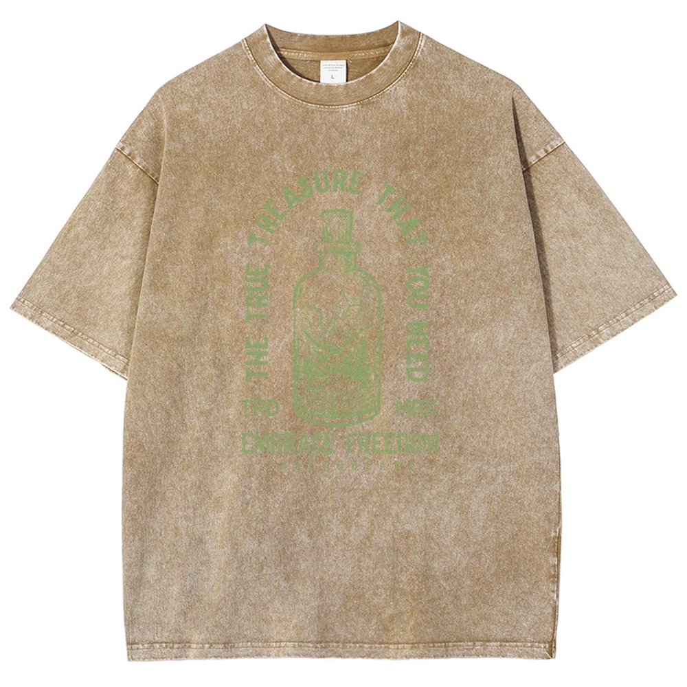 Washed T-Shirt | Embrace Freedom Unisex Fit True Treasure | TIDESENCE