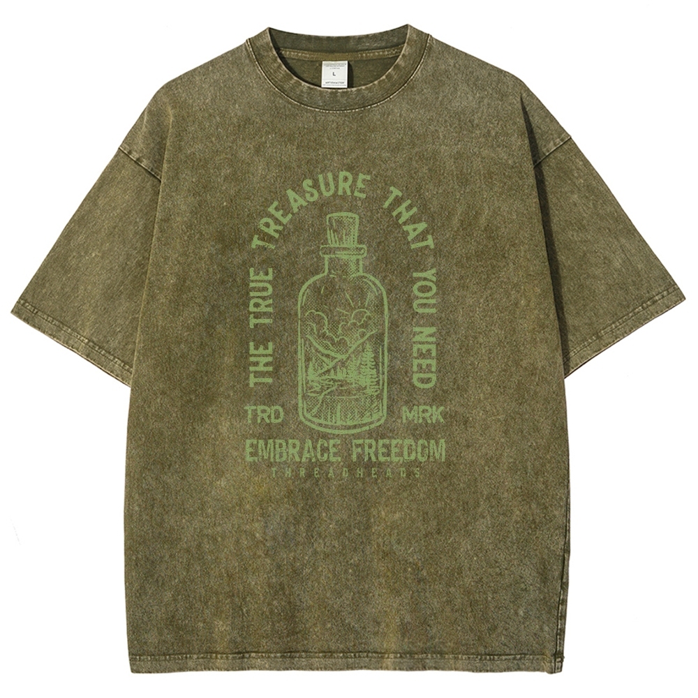 Washed T-Shirt | Embrace Freedom Unisex Fit True Treasure | TIDESENCE