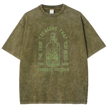 Washed T-Shirt | Embrace Freedom Unisex Fit True Treasure | TIDESENCE